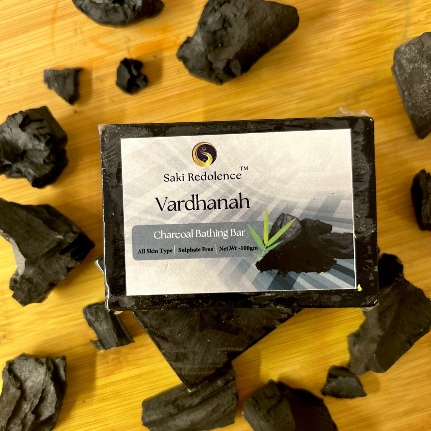 Vardhanah Charcoal Bathing Bar – Deep Cleansing Charcoal Soap for Detoxified Skin (100gm)