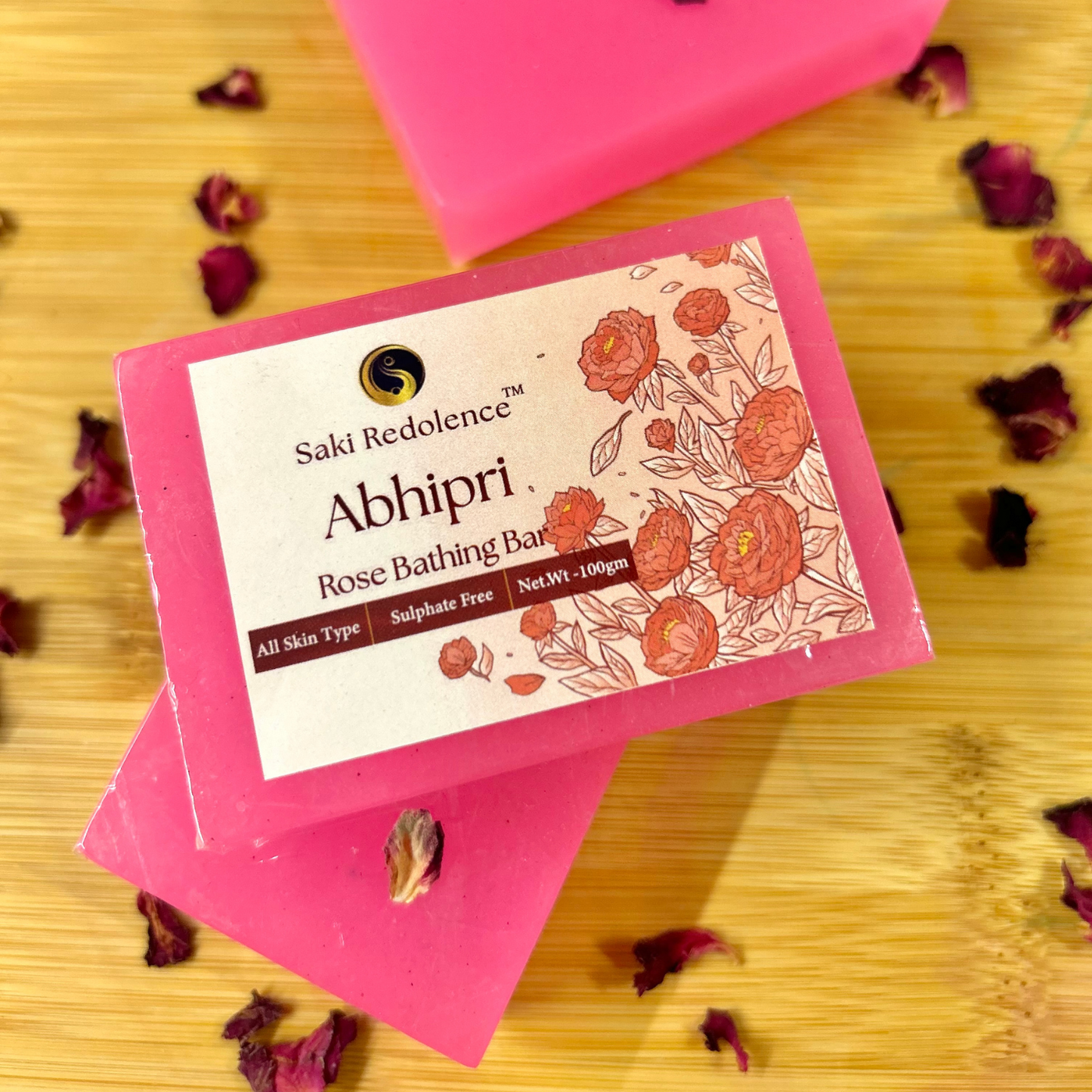 Abhipri Rose Soap – Luxurious Rose-Infused Handmade Soap for Skin Nourishment (100gm)