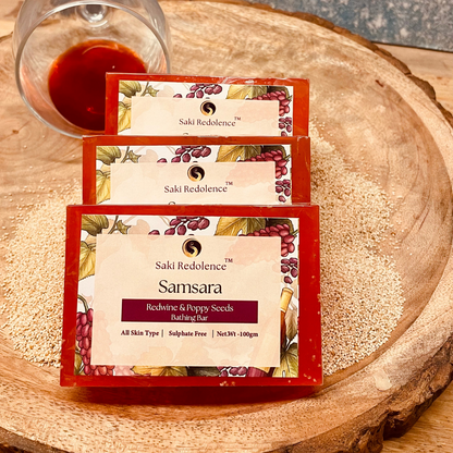 Samsara Redwine & Poppy Seeds Soap – Antioxidant-Rich Soap with Red wine & Exfoliating Poppy Seeds(100gm)