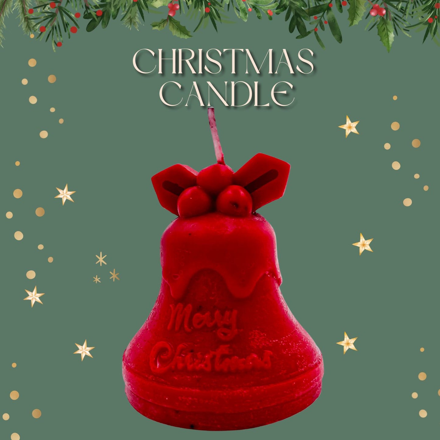 Red Jingle Bell Christmas Candle – Festive Glow for the Holidays