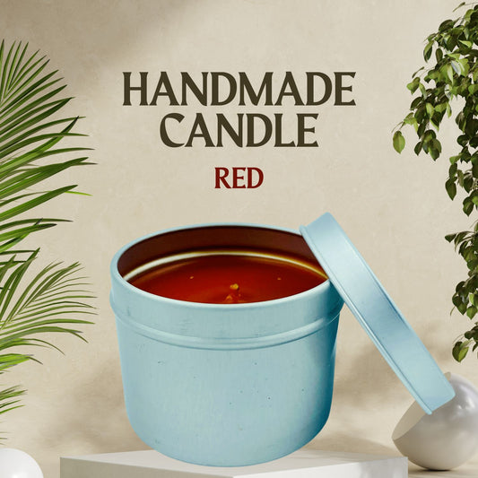 Handmade Red Tin Candle with Lid – Scented Candle for a Cozy Christmas