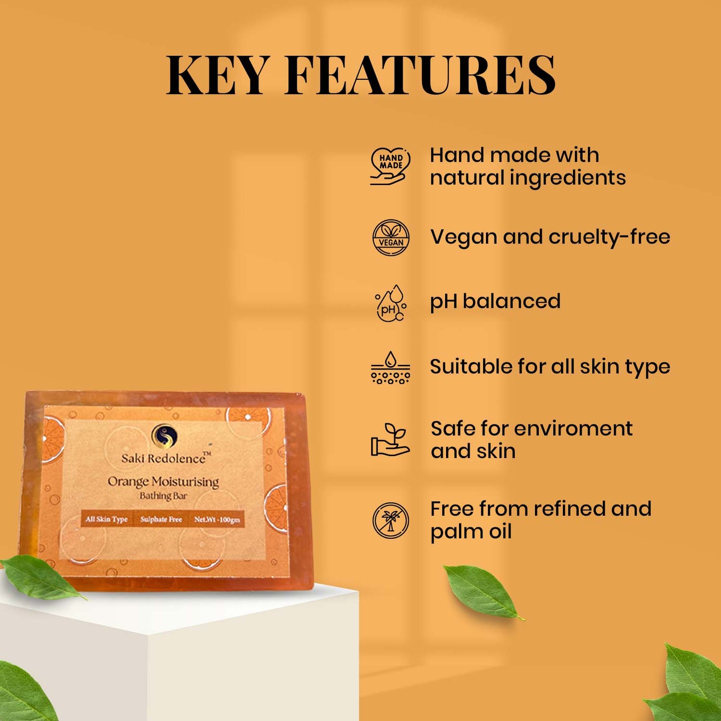 Orange Moisturising Soap – Refreshing Orange Soap for Hydrated, Radiant Skin (100gm)