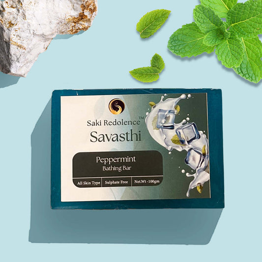 Savasthi Peppermint Soap – Cooling Peppermint Soap for Invigorating Skin Refreshment (100gm)