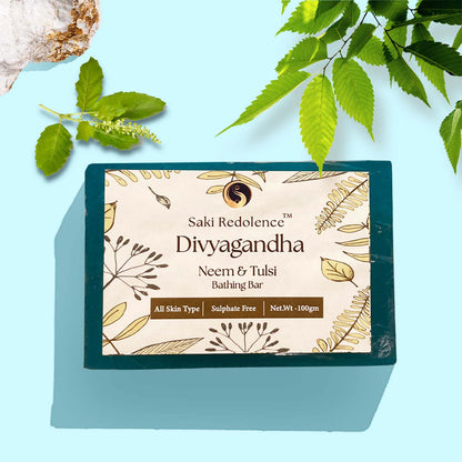 Divyagandha Neem & Tulsi Soap – Purifying Neem & Tulsi Soap for Clear Skin (100gm)