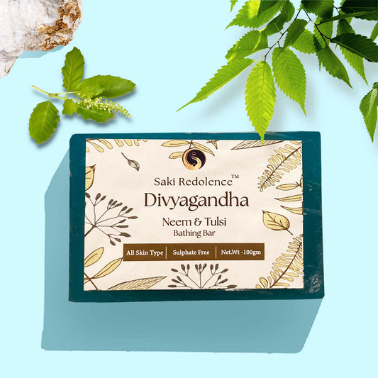 Divyagandha Neem & Tulsi Soap – Purifying Neem & Tulsi Soap for Clear Skin (100gm)