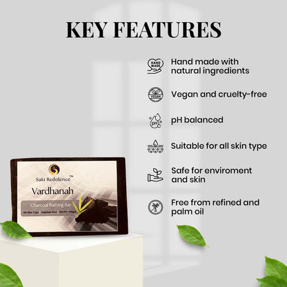 Vardhanah Charcoal Bathing Bar – Deep Cleansing Charcoal Soap for Detoxified Skin (100gm)