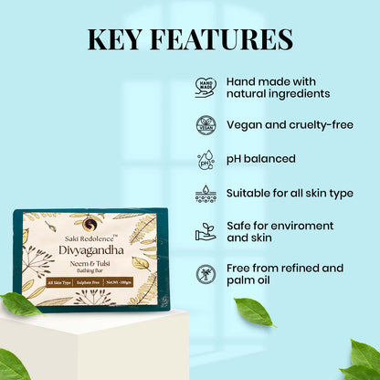 Divyagandha Neem & Tulsi Soap – Purifying Neem & Tulsi Soap for Clear Skin (100gm)