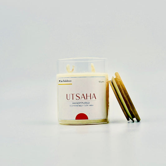 Utsaha – Scented Candle with Citrusy Orange & Candied Ginger Notes (150gm)